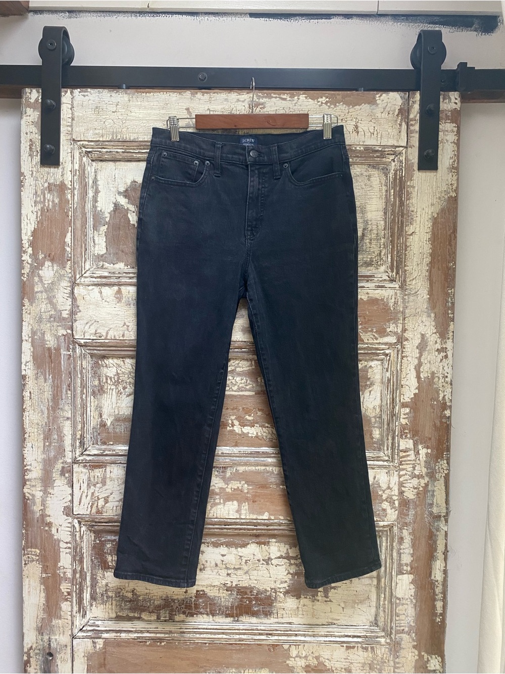 J. Crew Black Essential Straight Leg Jean, Size 29